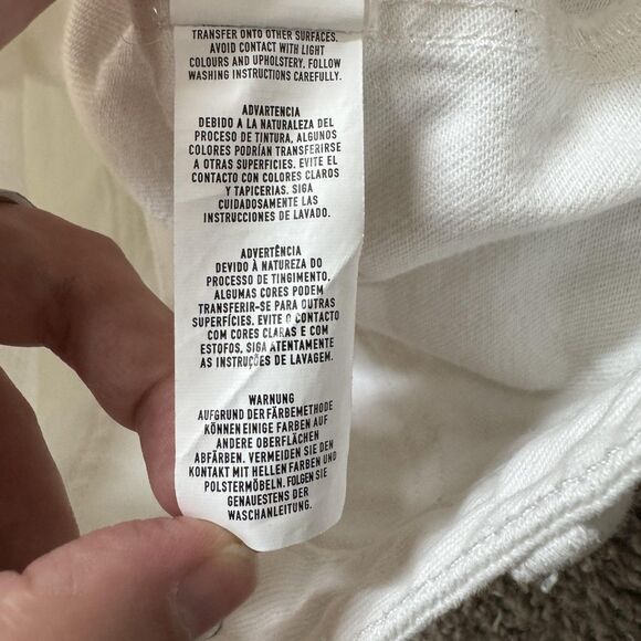 Denim Co Skirt Womens 6 White Denim A-Line Mini Button Front Pockets Raw Hem - Picture 7 of 10